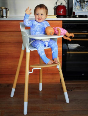 Evo highchair, adjustable wooden high chair, highchair 5 point harness, Evo cushion, height adjustable chair, toddler chair, highchair bar height, wood legs kids chair, Mocka, nordic style chair, scandi highchair safety standards highchair, wooden highchair new zealand.