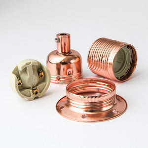 Pendant light set, metal lampholder, metal ceiling rose. vintage lighting, industrial lighting. Complete lighting set. cord set, coloured electrical cable, wholesale lighting nz, wholesale price cable cord, lighting components wholesale