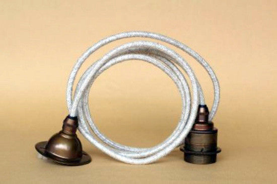 Pendant light set, metal lampholder, metal ceiling rose. vintage lighting, industrial lighting. Complete lighting set. cord set, coloured electrical cable, wholesale lighting nz, wholesale price cable cord, lighting components wholesale,