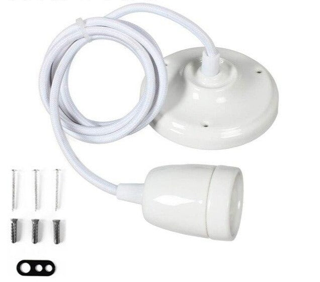 E27 Porcelain edison style Pendant Lamp kit retro ceramic Ceiling Rose lamp cord set