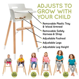 Evo highchair, adjustable wooden high chair, highchair 5 point harness, Evo cushion, height adjustable chair, toddler chair, highchair bar height, wood legs kids chair, Mocka, nordic style chair, scandi highchair safety standards highchair, wooden highchair new zealand.