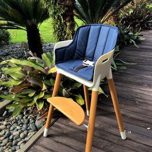 Evo highchair, adjustable wooden high chair, highchair 5 point harness, Evo cushion, height adjustable chair, toddler chair, highchair bar height, wood legs kids chair, Mocka, nordic style chair, scandi highchair safety standards highchair, wooden highchair new zealand.