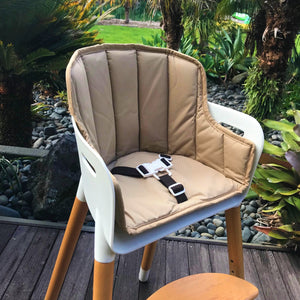 Evo highchair, adjustable wooden high chair, highchair 5 point harness, Evo cushion, height adjustable chair, toddler chair, highchair bar height, wood legs kids chair, Mocka, nordic style chair, scandi highchair safety standards highchair, wooden highchair new zealand.