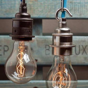 Pendant light set, metal lampholder, metal ceiling rose. vintage lighting, industrial lighting. Complete lighting set. cord set, coloured electrical cable, wholesale lighting nz, wholesale price cable cord, lighting components wholesale, hook lampholder, chain lampholder, chain hook bulb holder